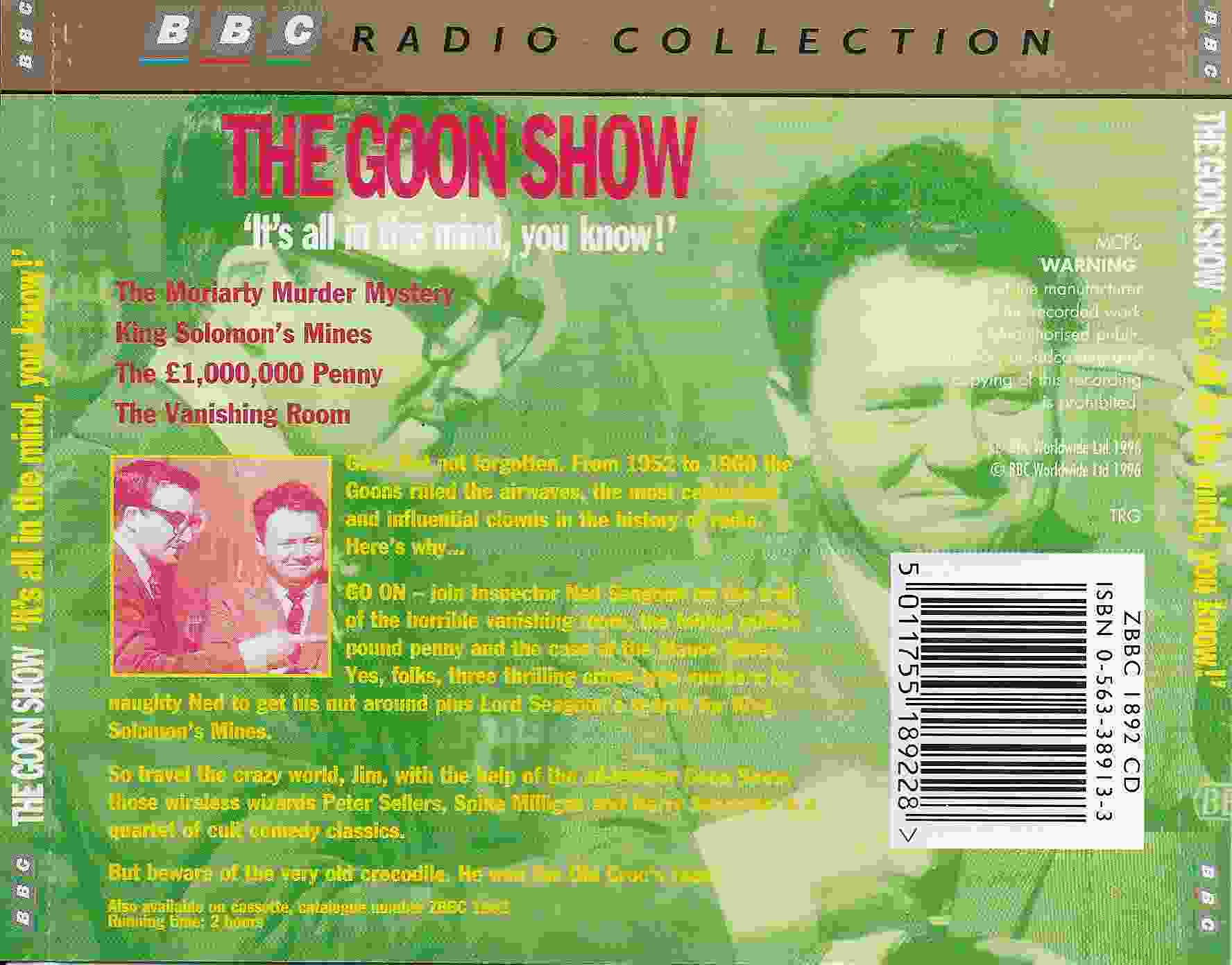 Picture of ZBBC 1892 CD The Goon show 13 - It's all in the mind, you know! by artist Spike Milligan / Larry Stephens from the BBC records and Tapes library